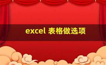 excel 表格做选项